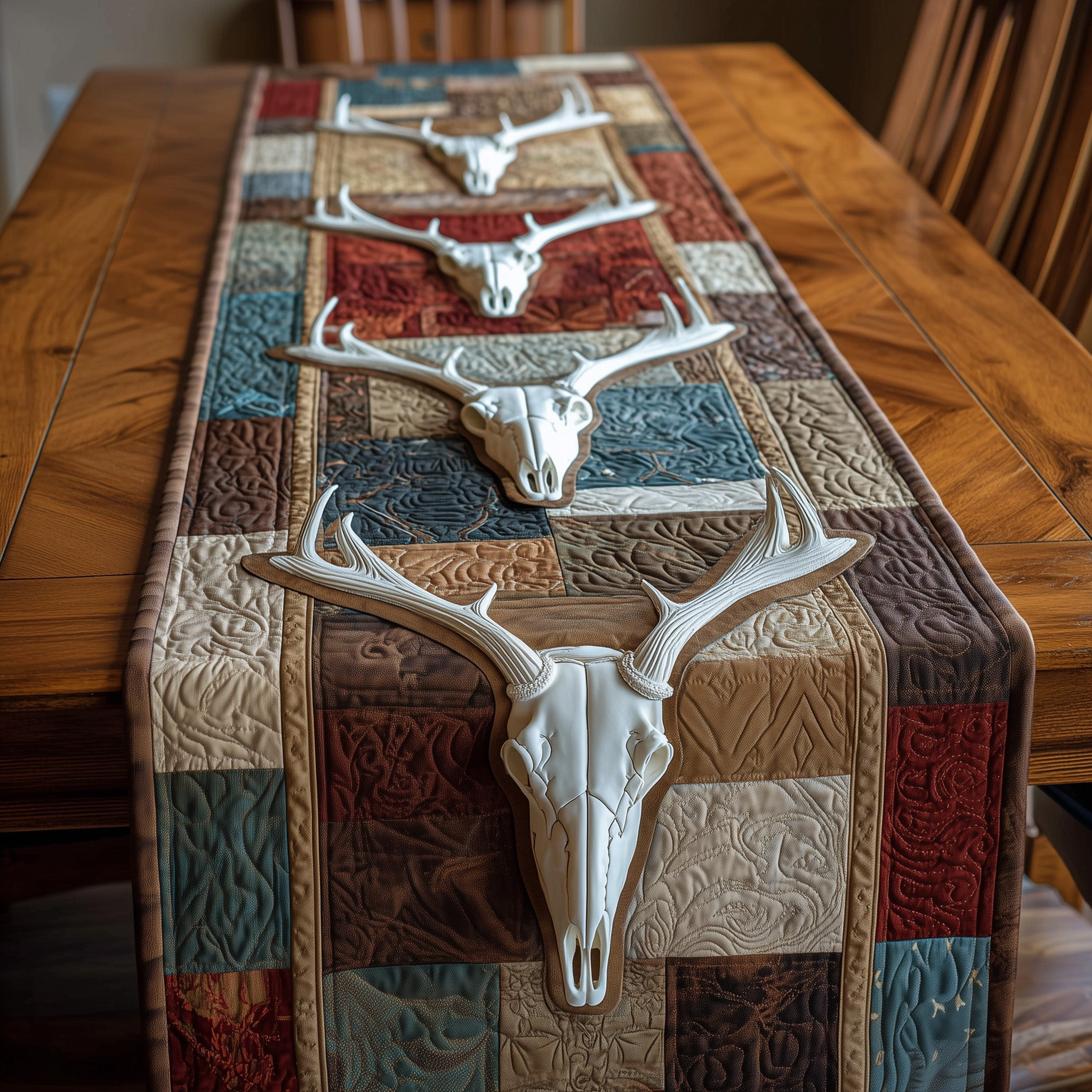 Deer Serenity Quilted Table Runner Elegant Dining Table Runner Presents For Deer Hunters