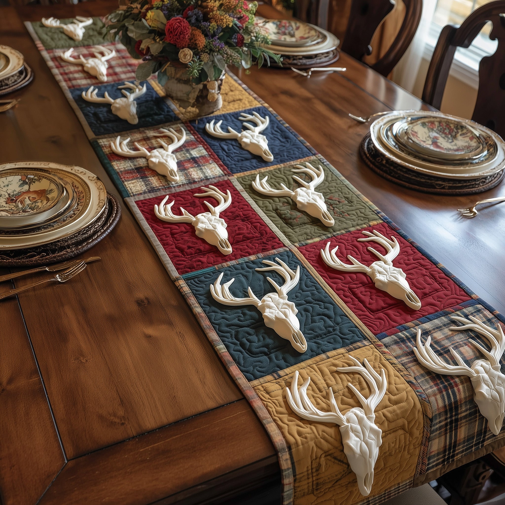 Deer Serenity Quilted Table Runner Unique Table Runner Gifts For Deer Lovers