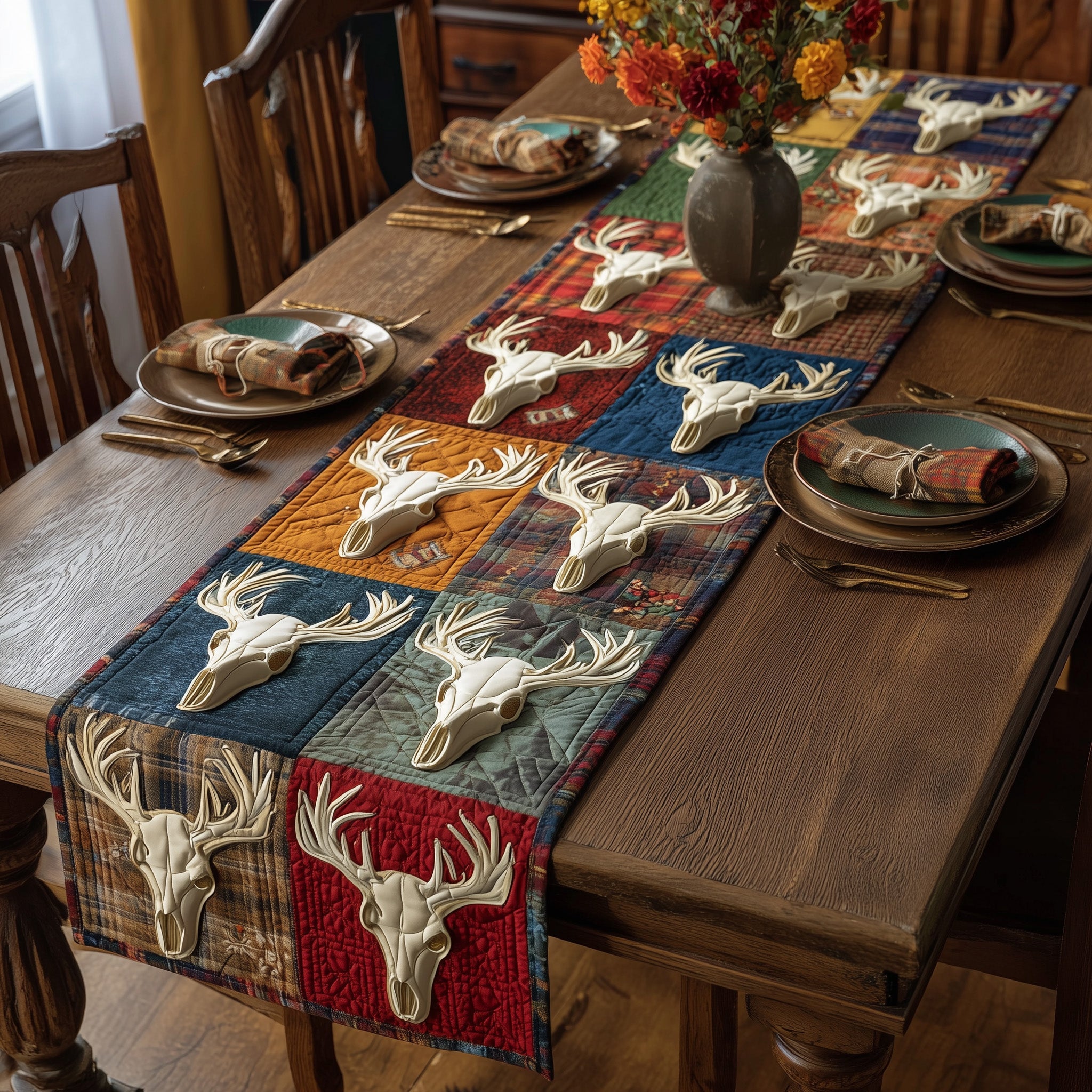 Deer Serenity Quilted Table Runner Unique Table Runner Ideas Great Gifts For Deer Hunters