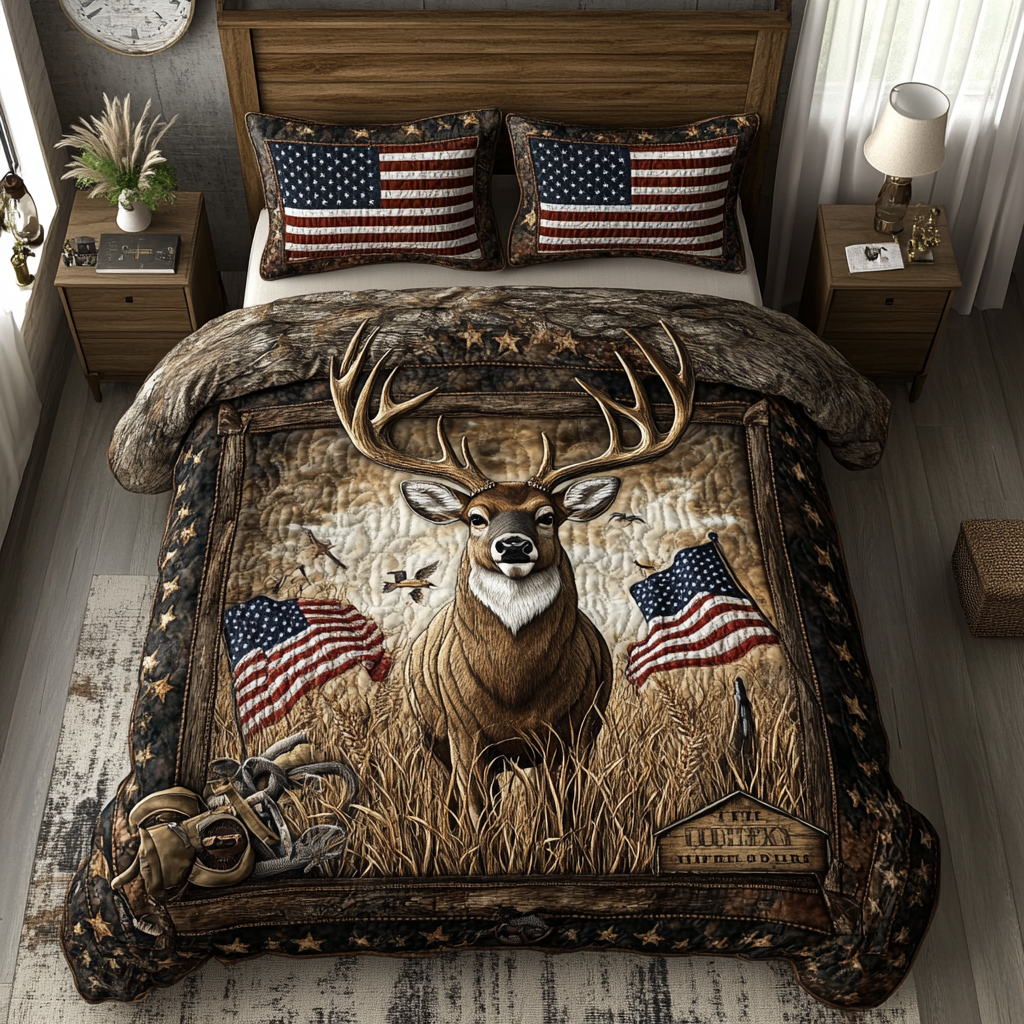 Deer Trail Quilted Bedding Set Best King Sheets Hunting Gifts For Dad