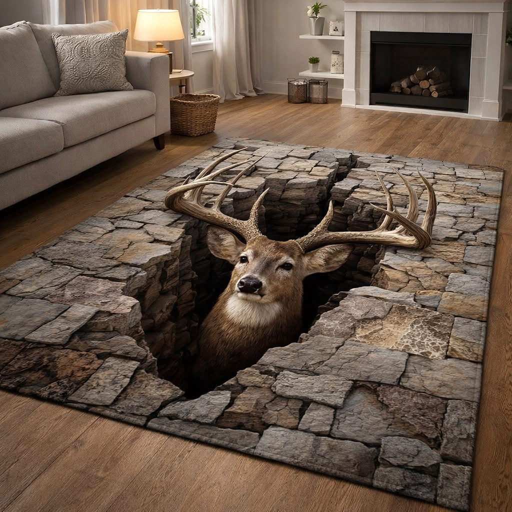 Deer Woodland Grace Area Rug Living Room Furniture Decor Ideas Father's Day Gifts For Hunter