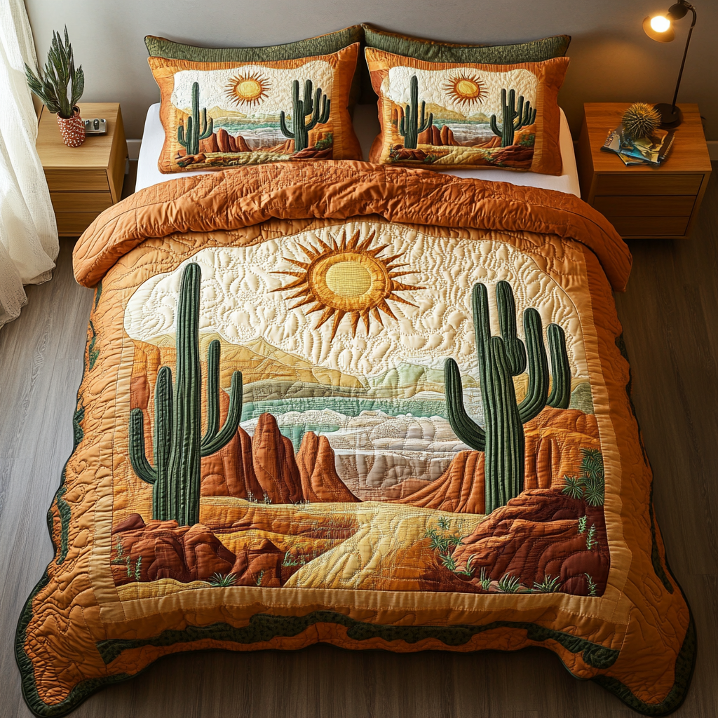 Desert Bloom Quilted Bedding Set Best Sheets Ever Succulent Gift Ideas