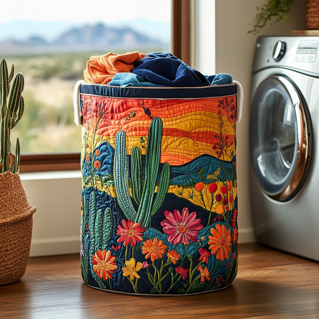 Desert Bloom Quilted Laundry Basket Home Decor Best Gift For Mother In Law