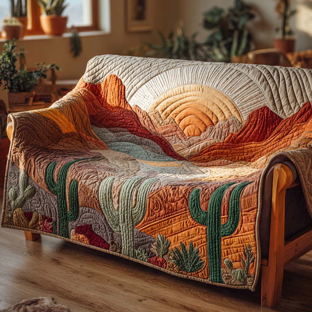 Desert Bloom Quilted Sofa Cover Best Couch Slipcovers Gift For Cat Lover