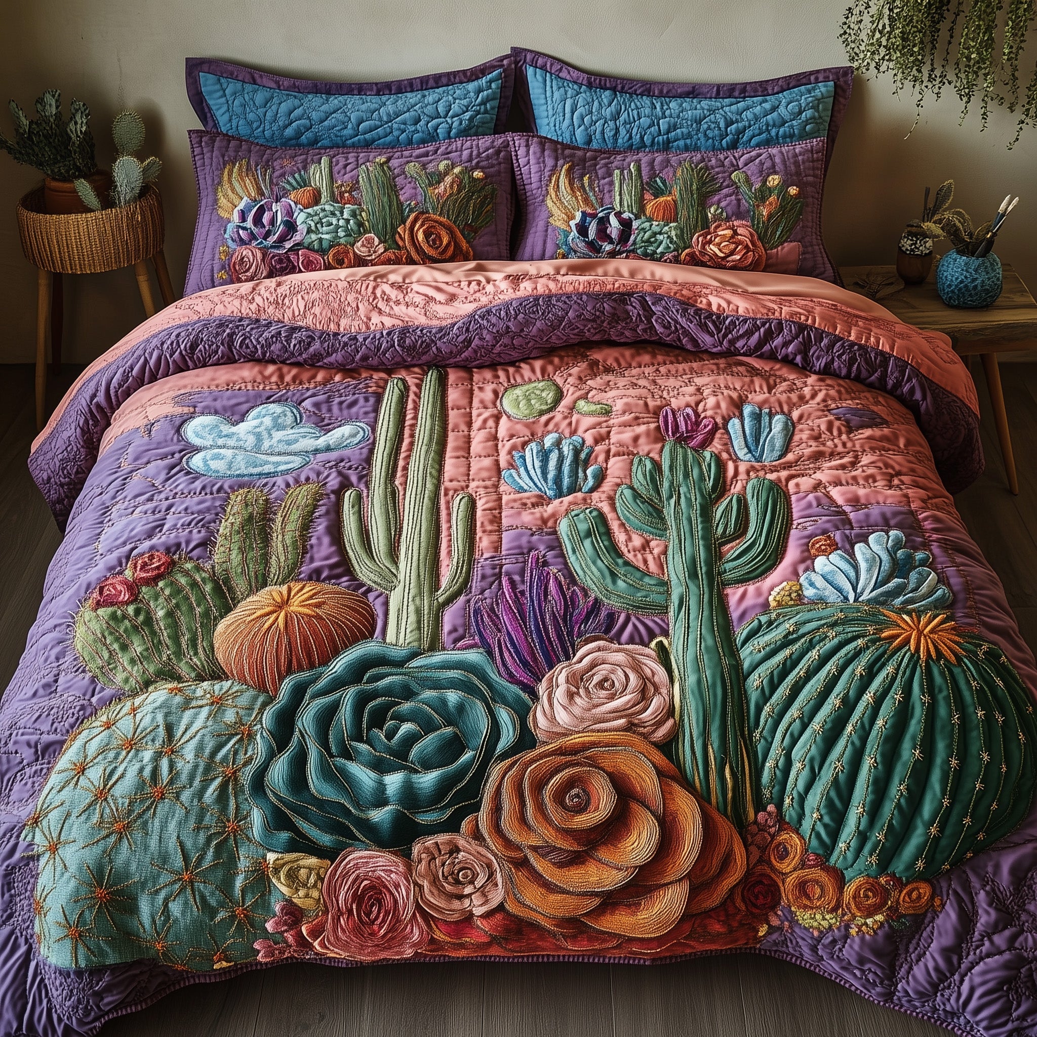 Desert Blooming Quilted Bedding Set Bedroom Decorations Gift Ideas For Mum
