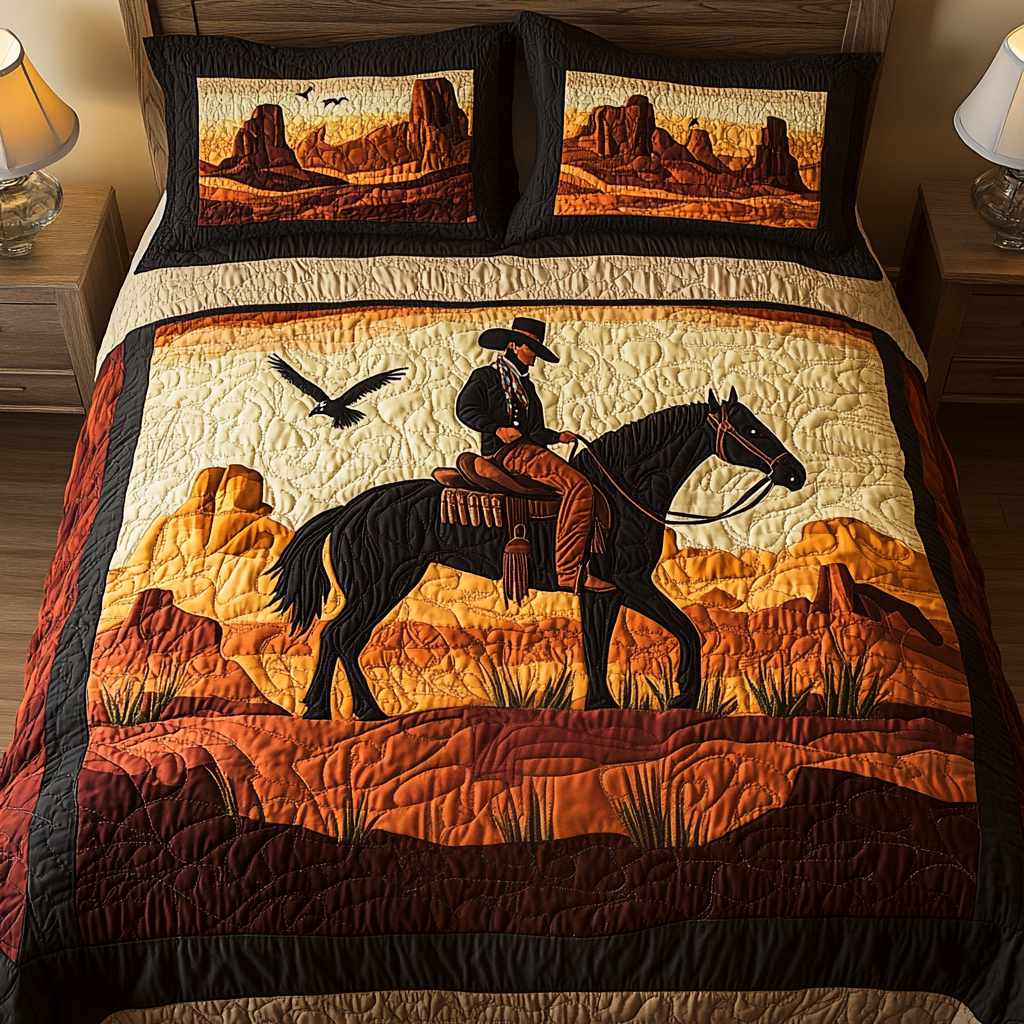 Desert Cowboy Quilted Bedding Set Cute Sheet Sets Cowboy Gifts For Women