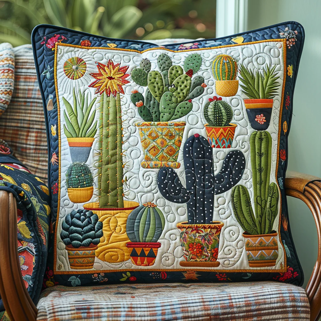 Desert Dreamscape Cactus Quilted Pillow Case Pillow Protector Covers Best Gift For Her