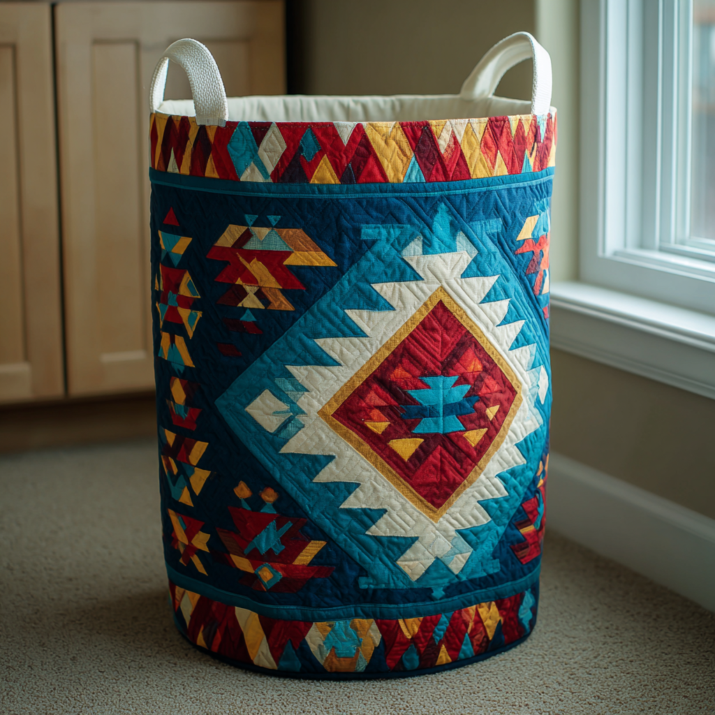 Desert Flame Quilted Laundry Basket Biggest Laundry Basket Native American Dad Birthday Gifts
