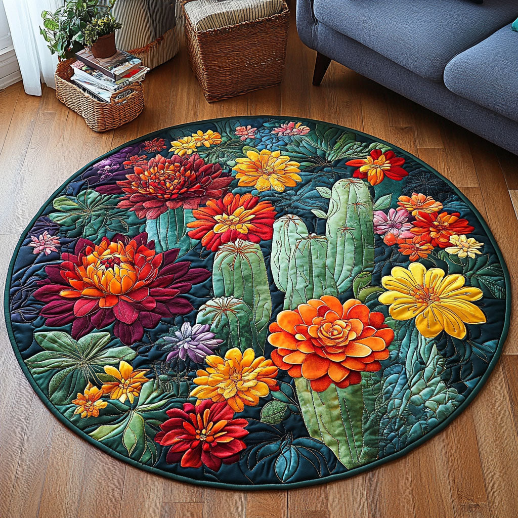 Desert Garden Quilted Round Mat Mat Circle Cactus Themed Gifts