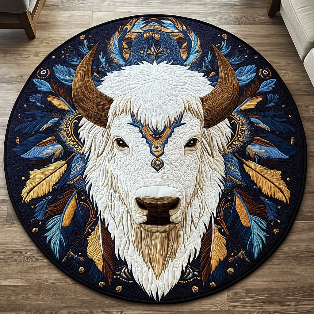 Desert Guardian Quilted Round Mat Round Holiday Rugs Native American Gift Ideas