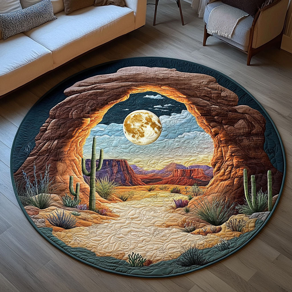 Desert Moon Quilted Round Mat Small Round Carpets Gifts For Mom In Law