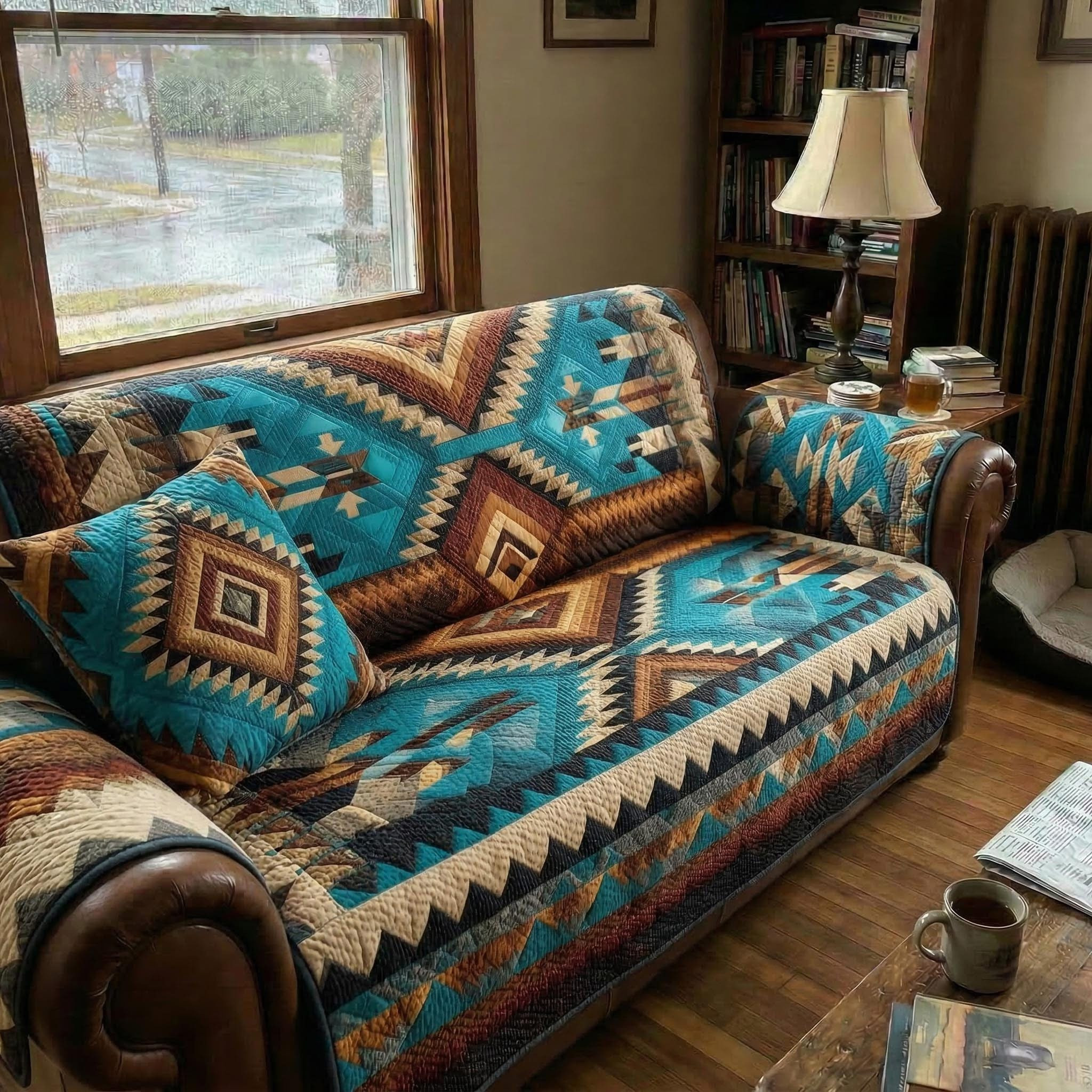 Desert Ridge Quilted Sofa Cover Native American Sofa Protector Best Father's Day Gifts