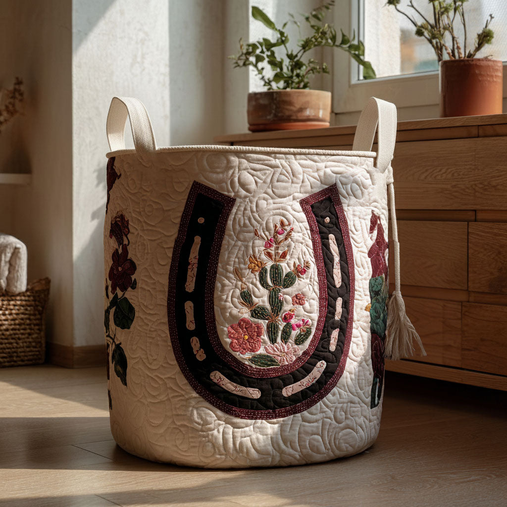 Desert Rose Rider Quilted Laundry Basket Dirty Laundry Basket Gifts For Cowboy Boyfriend