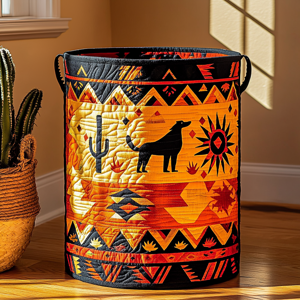 Desert Spirit Quilted Laundry Basket Dirty Clothes Hampers Presents For Cat People