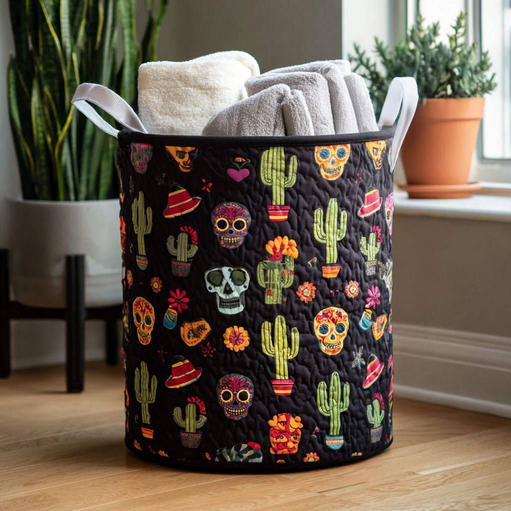 Dia del Alma Quilted Laundry Basket Dirty Clothes Hampers Day Of The Dead Gifts For Mum