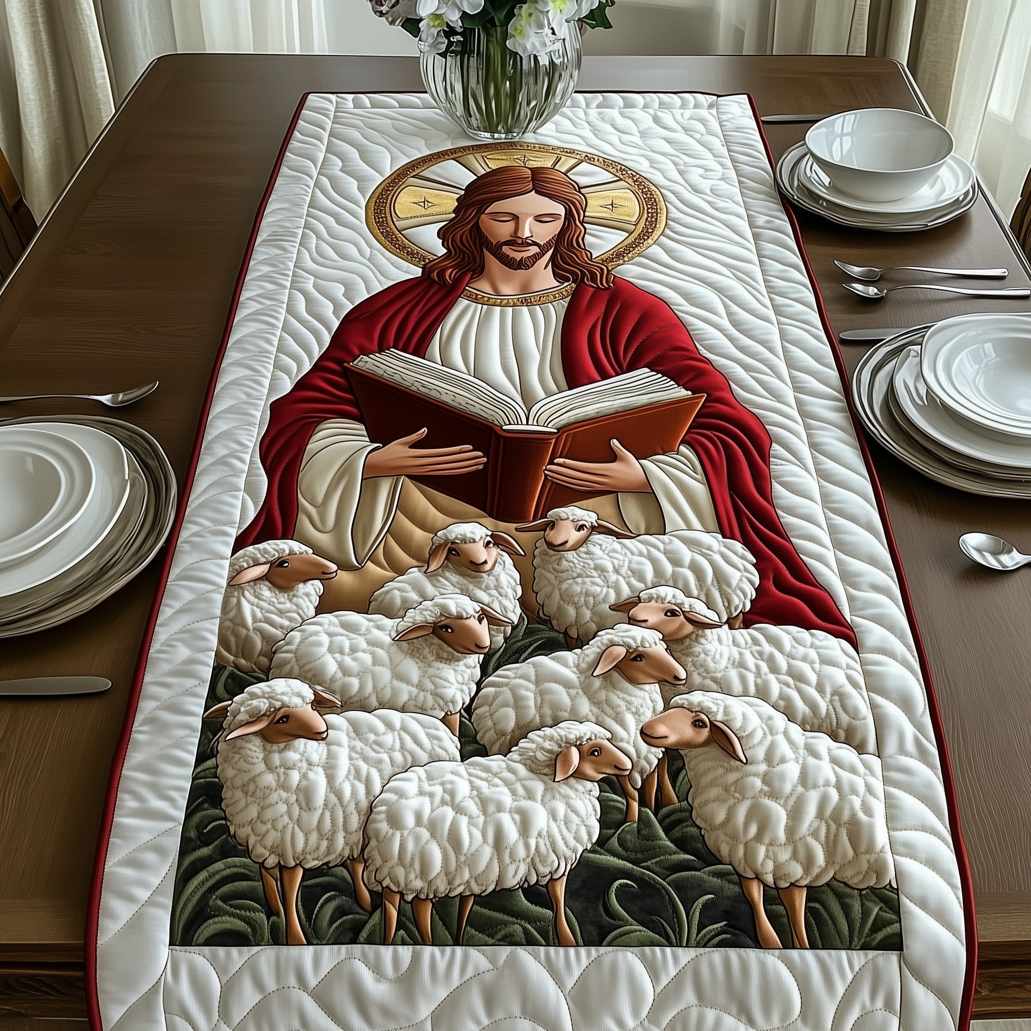Divine Grace Quilted Table Runner Kitchen Table Decor Ideas Christian Easter Gifts