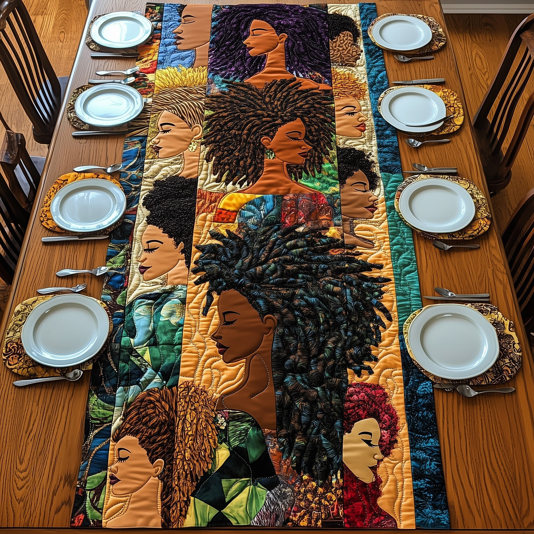 Divine Melanin Quilted Table Runner Dining Room Centerpieces Best African American Gifts