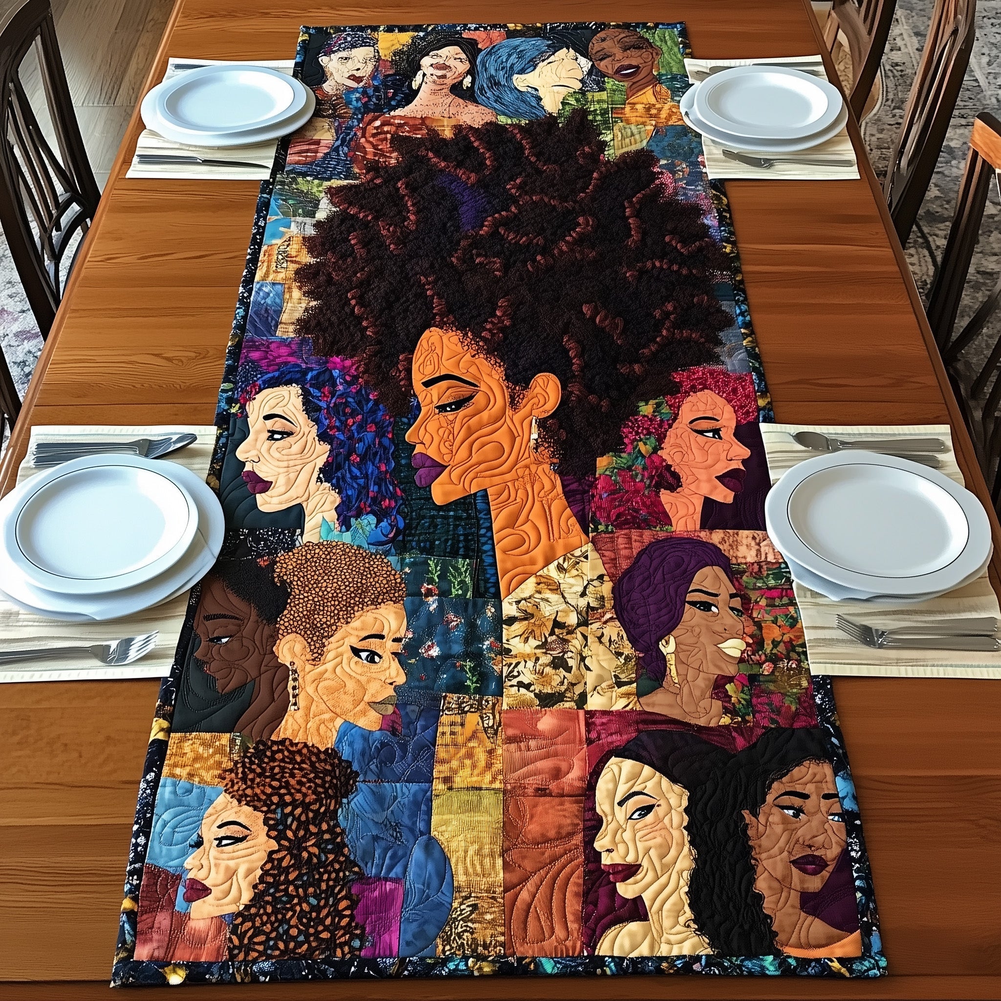 Divine Melanin Quilted Table Runner Dining Room Table Decor Ideas Black History Month Gifts