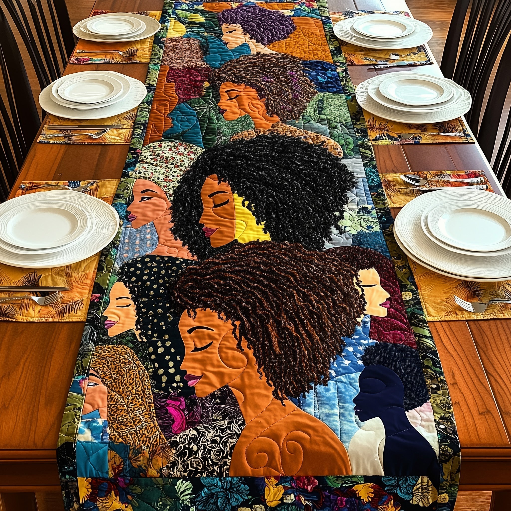Divine Melanin Quilted Table Runner Dining Table Centerpiece Ideas Melanin Themed Gifts