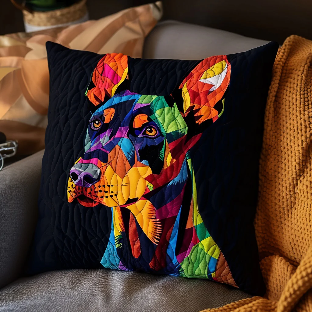 Doberman Elegance Quilted Pillow Case Pillow Protector Covers Best Gift For Him