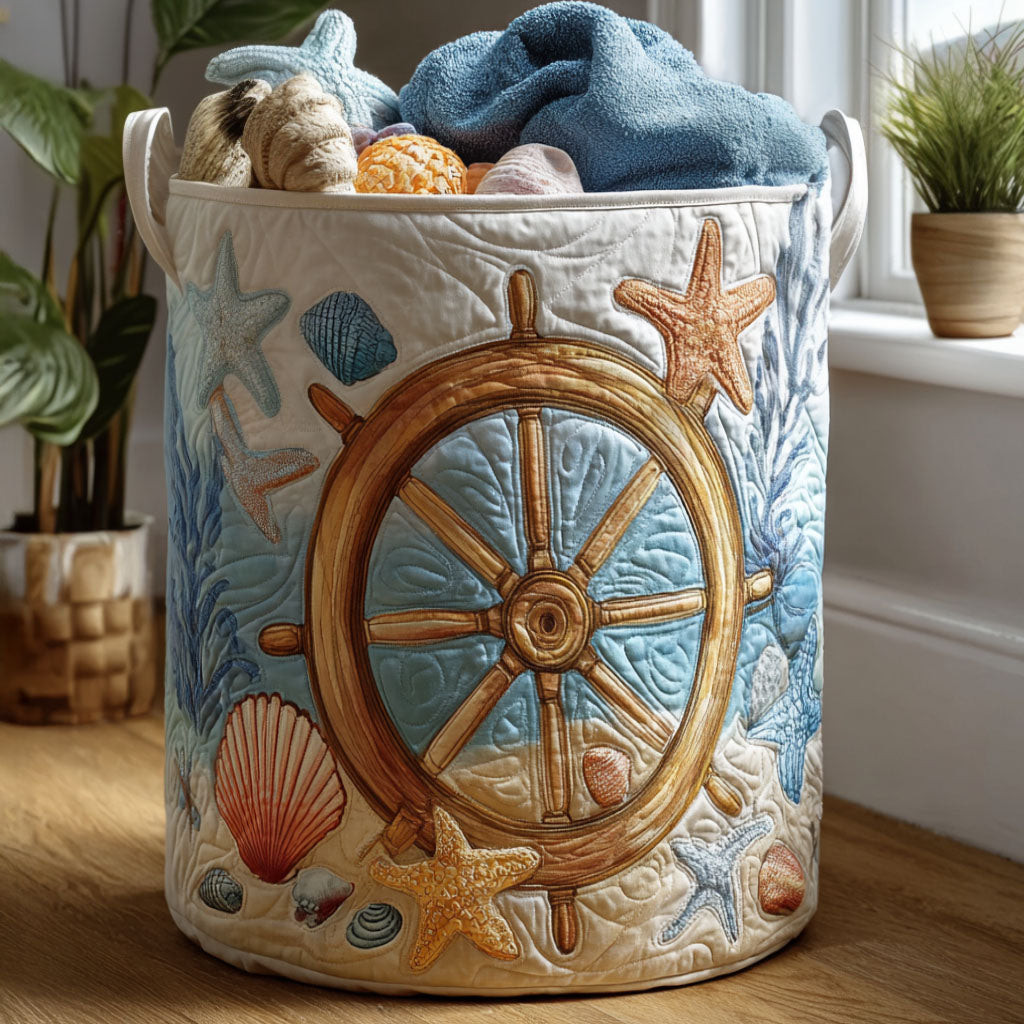 Dockside Days Quilted Laundry Basket Unique Laundry Hamper Marine Anchor Gifts