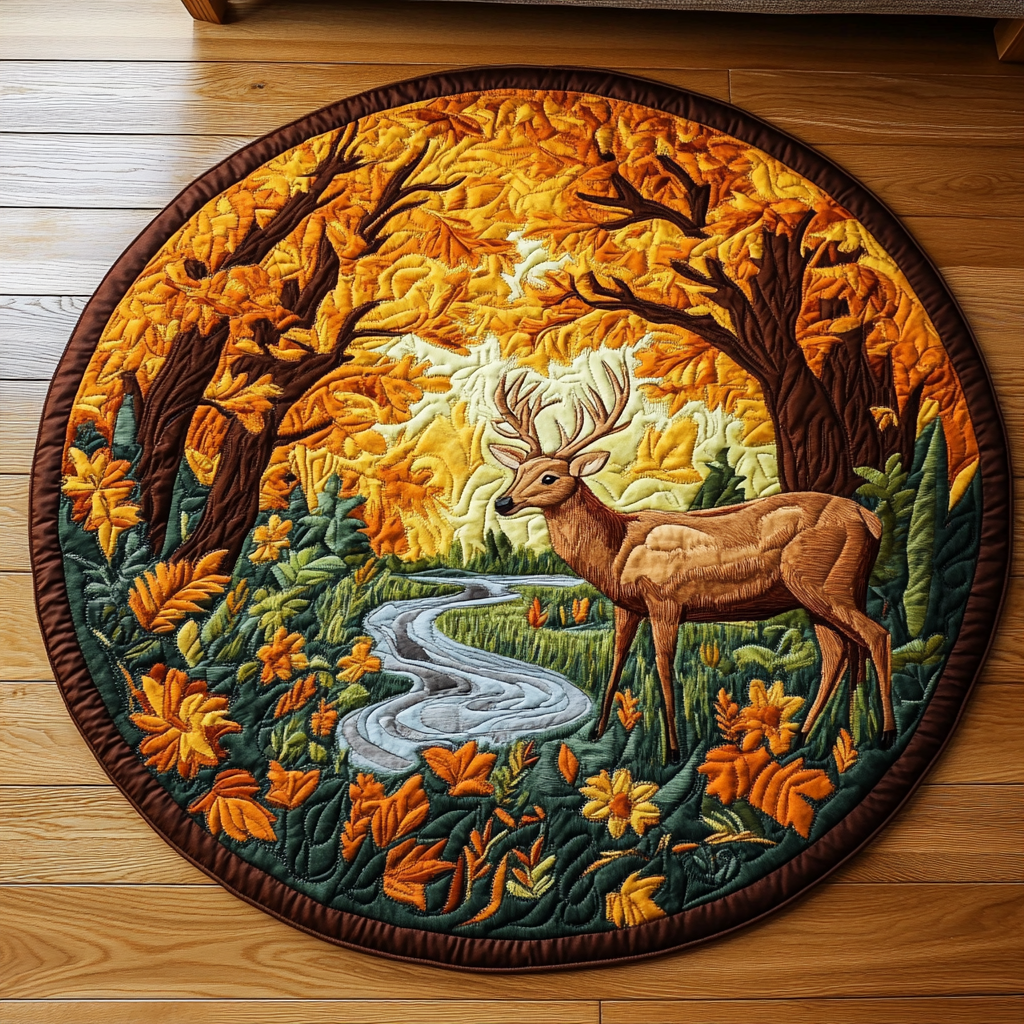 Doe Haven Quilted Round Mat Home Decor Great Gifts For Deer Hunters