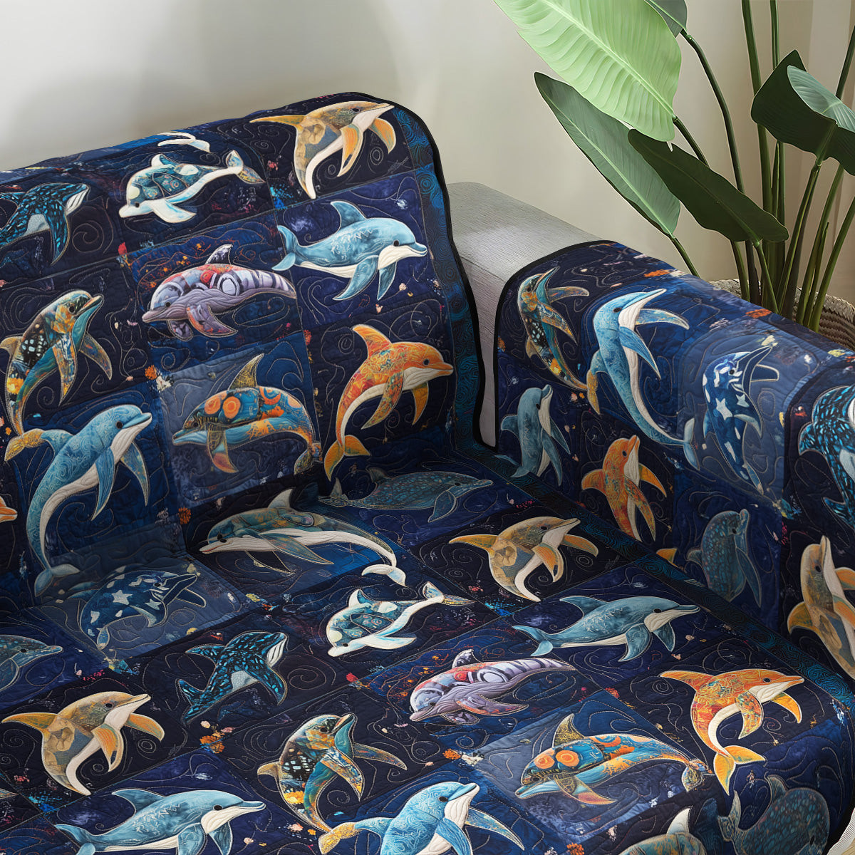 Dolphin Dreams Quilted Sofa Cover Sectional Couch Covers Best Family Gifts