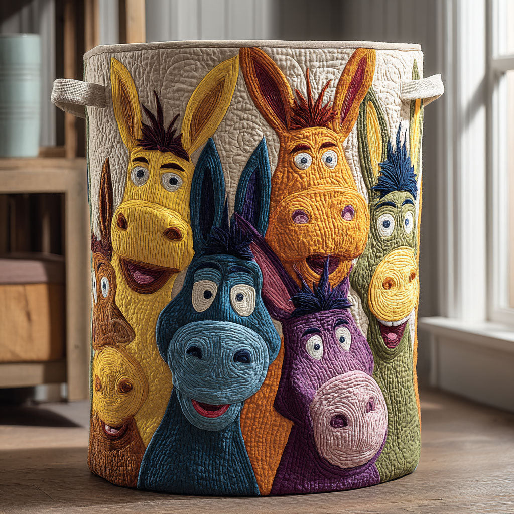 Donkey Smiles Quilted Laundry Basket Storage Bin For Laundry Gift For Mom