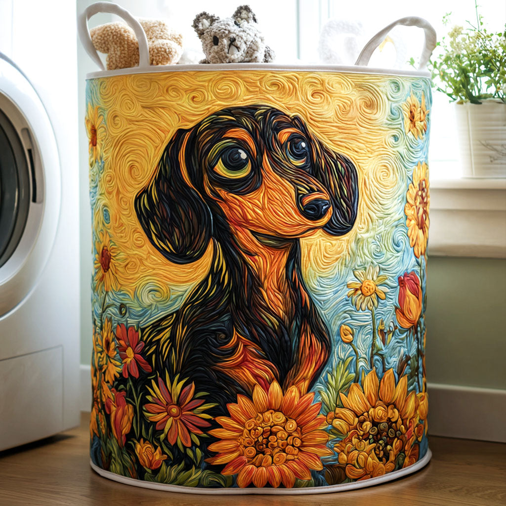 Doxie Charm Quilted Laundry Basket Best Foldable Laundry Basket Sausage Dog Gift Ideas