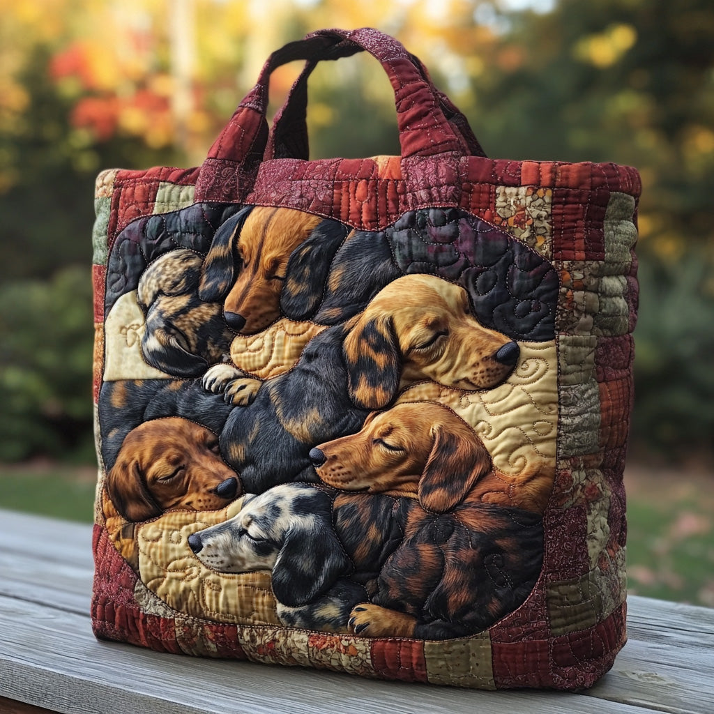 Doxie Dreams Quilted Tote Bag Best Women's Shoulder Bags Unique Mother's Day Gifts