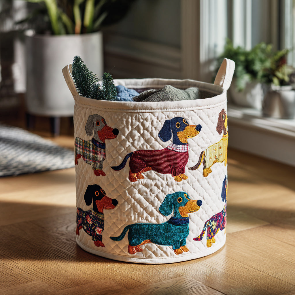 Doxie Gathering Quilted Laundry Basket Best Clothes Hamper Gift For Women