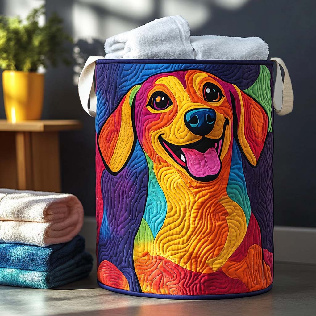 Doxie Treasure Quilted Laundry Basket Best Foldable Laundry Basket Sausage Dog Gifts For Her