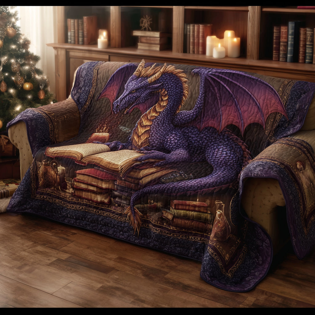 Draconic Valor Quilted Sofa Cover Sofa Chaise Cover Great Dragon Lover Gifts
