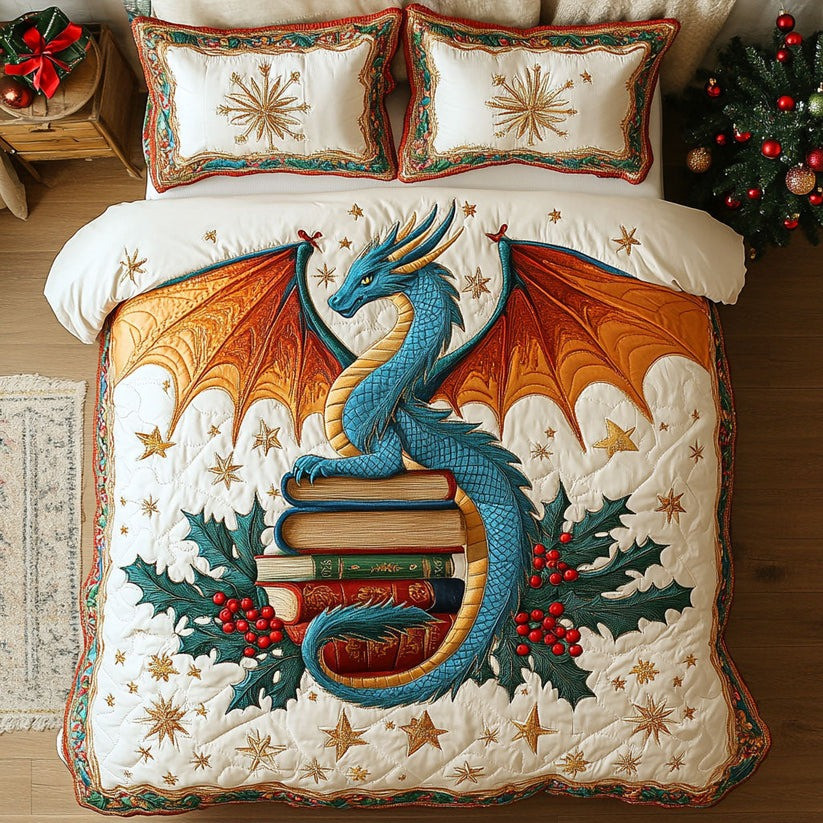 Dragon Book Christmas Quilted Bedding Set Duvet Cover Set Great Book Themed Gifts