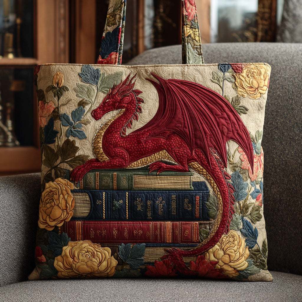 Dragon Book Keeper Quilted Tote Bag Handbag For Women Awesome Gifts For Book Lovers
