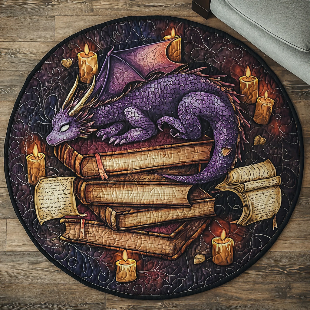 Dragon Book Quilted Round Mat Home Decor Items Dragon Themed Gifts For Adults