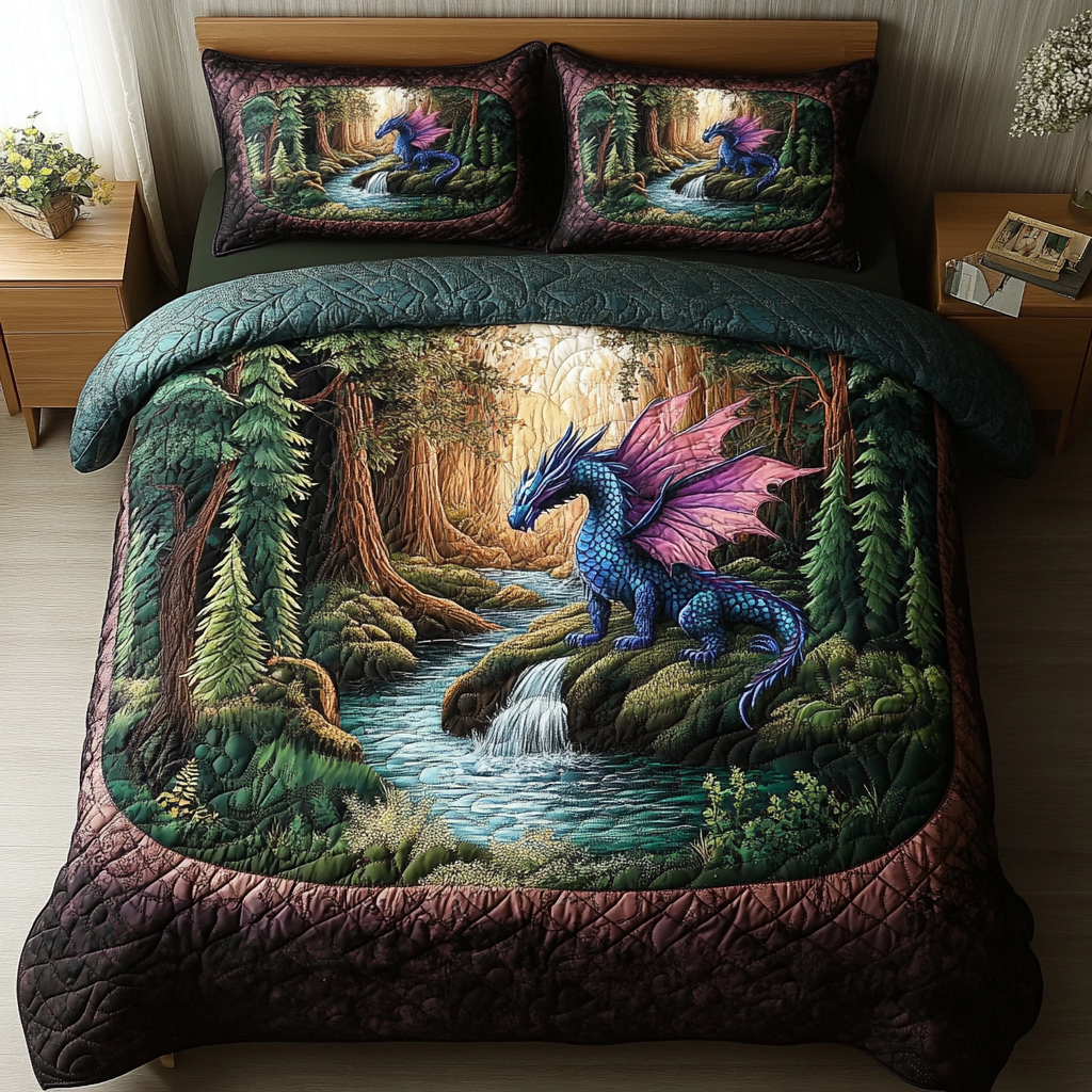 Dragon Breath Quilted Bedding Set Best Comforter Sets Dragon Gifts For Him