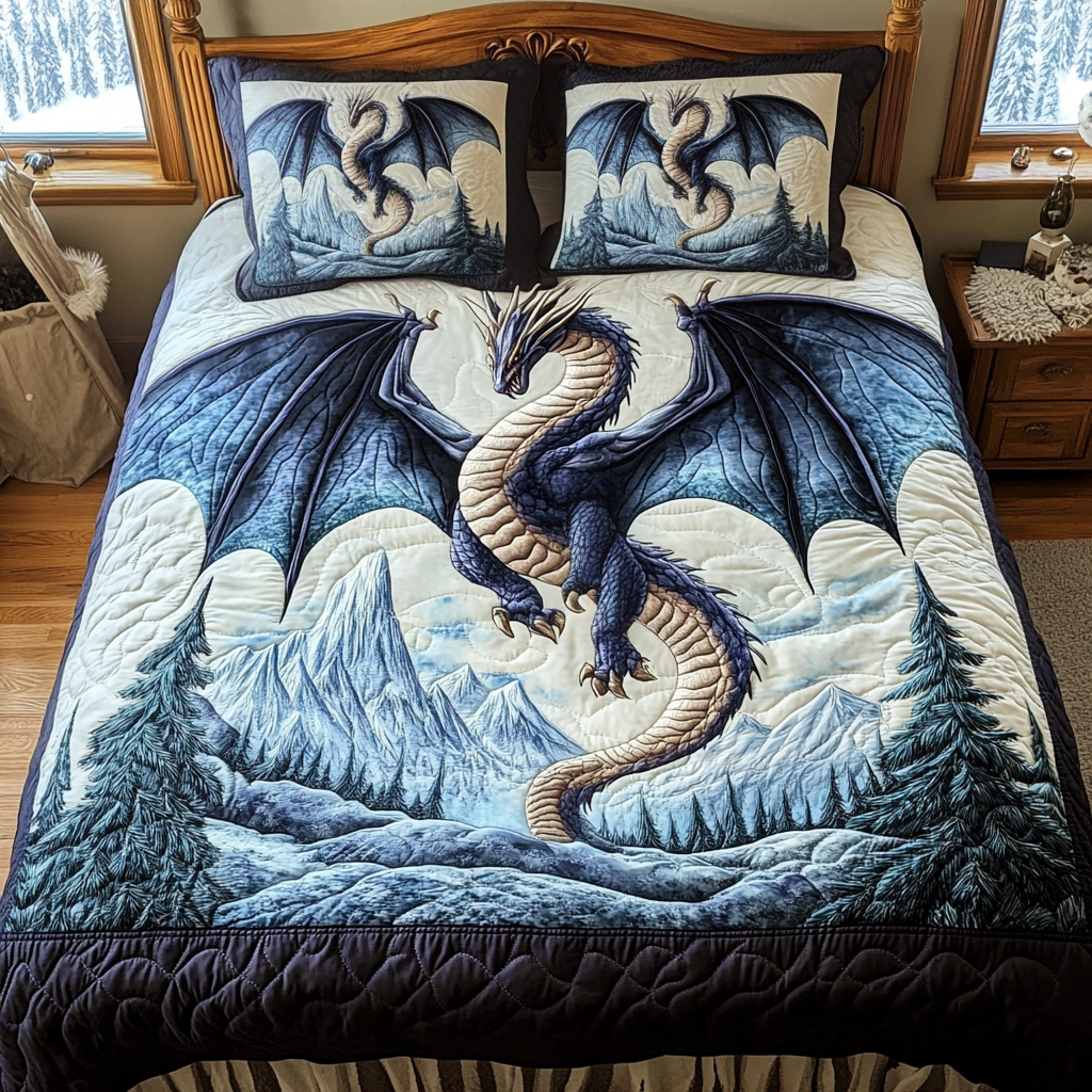 Dragon Crest Quilted Bedding Set Best Bedding Sets Best Gift For Dragon Lovers