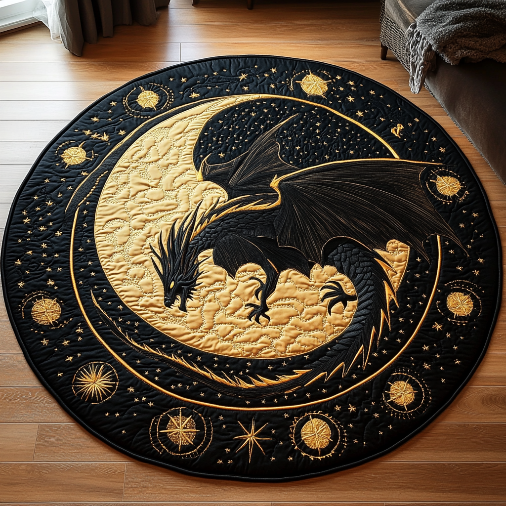 Dragon Dream Quilted Round Mat Home Decor Items Dragon Gift Ideas