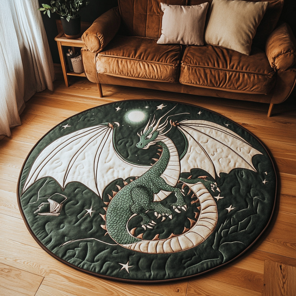 Dragon Essence Quilted Round Mat Home And Decor Dragon Themed Gifts