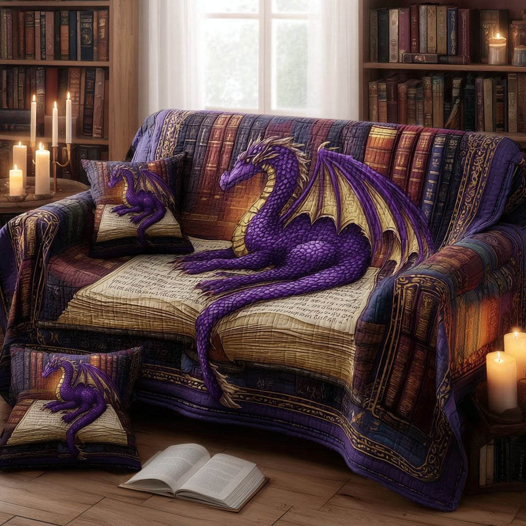 Dragon Flame Quilted Sofa Cover Furniture Couch Covers Cool Gifts For Dragon Lovers