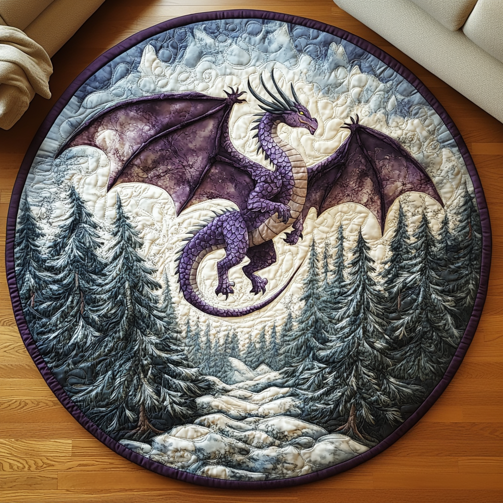 Dragon Forest Quilted Round Mat Living Room Decoration Dragon Presents