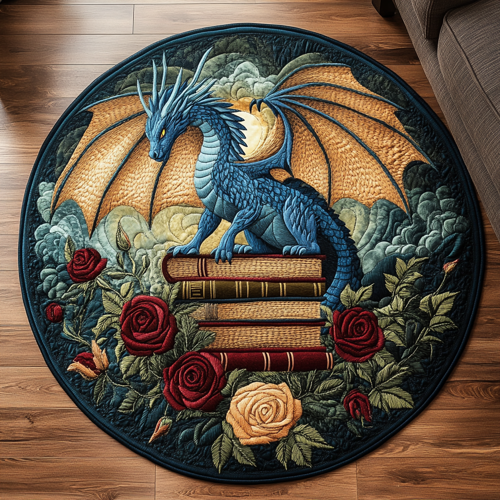 Dragon Heart Quilted Round Mat Home Decor Shop Unique Dragon Gifts