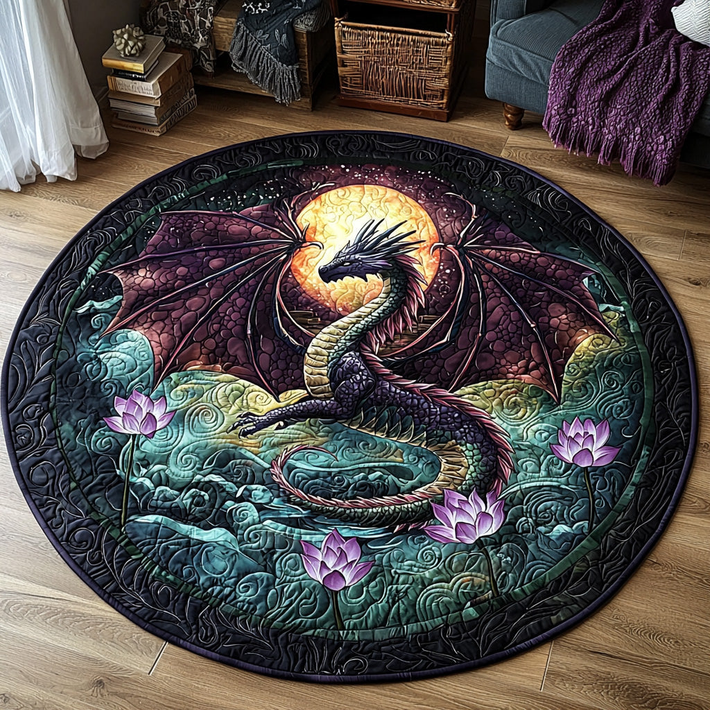 Dragon Light Quilted Round Mat Large Round Area Rugs Great Dragon Lover Gifts
