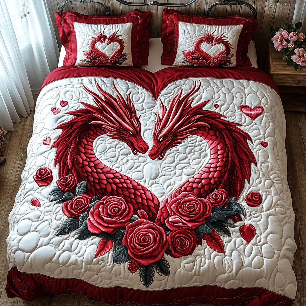 Dragon Love Quilted Bedding Set Bedroom Decor Ideas Dragon Gifts For Her