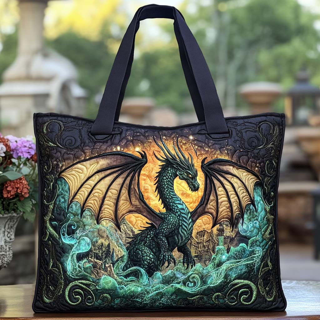 Dragon Mystic Bloom Quilted Tote Bag Best Totes Perfect Mothers Day Gift