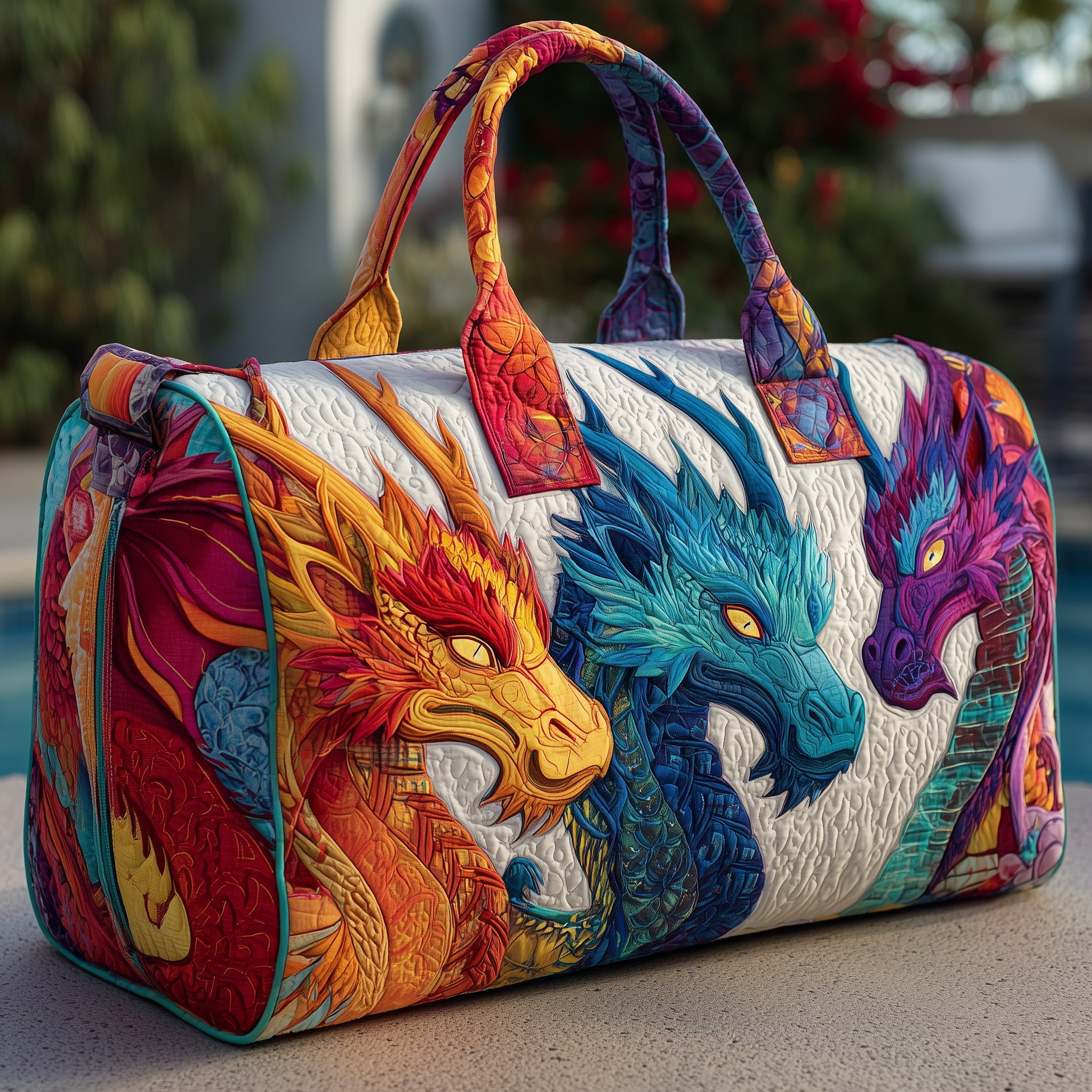 Dragon Quilted Duffle Bag Large Travel Duffel Bag Womens Mothersday Gifts
