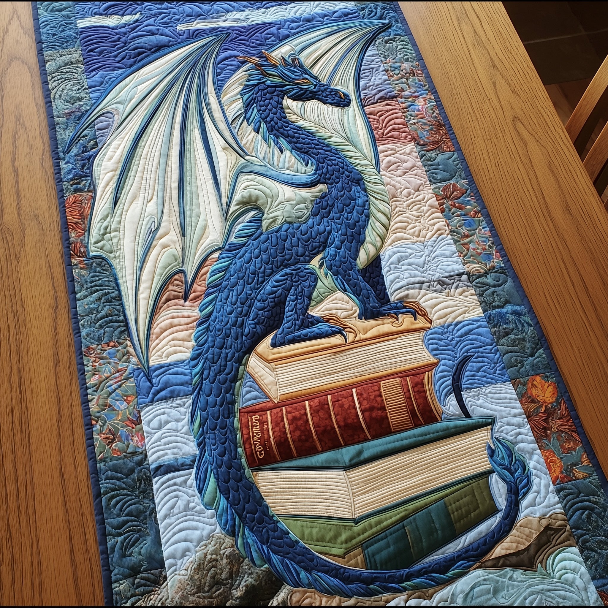 Dragon Quilted Table Runner Unique Table Runner Ideas Best Gift For Dragon Lovers