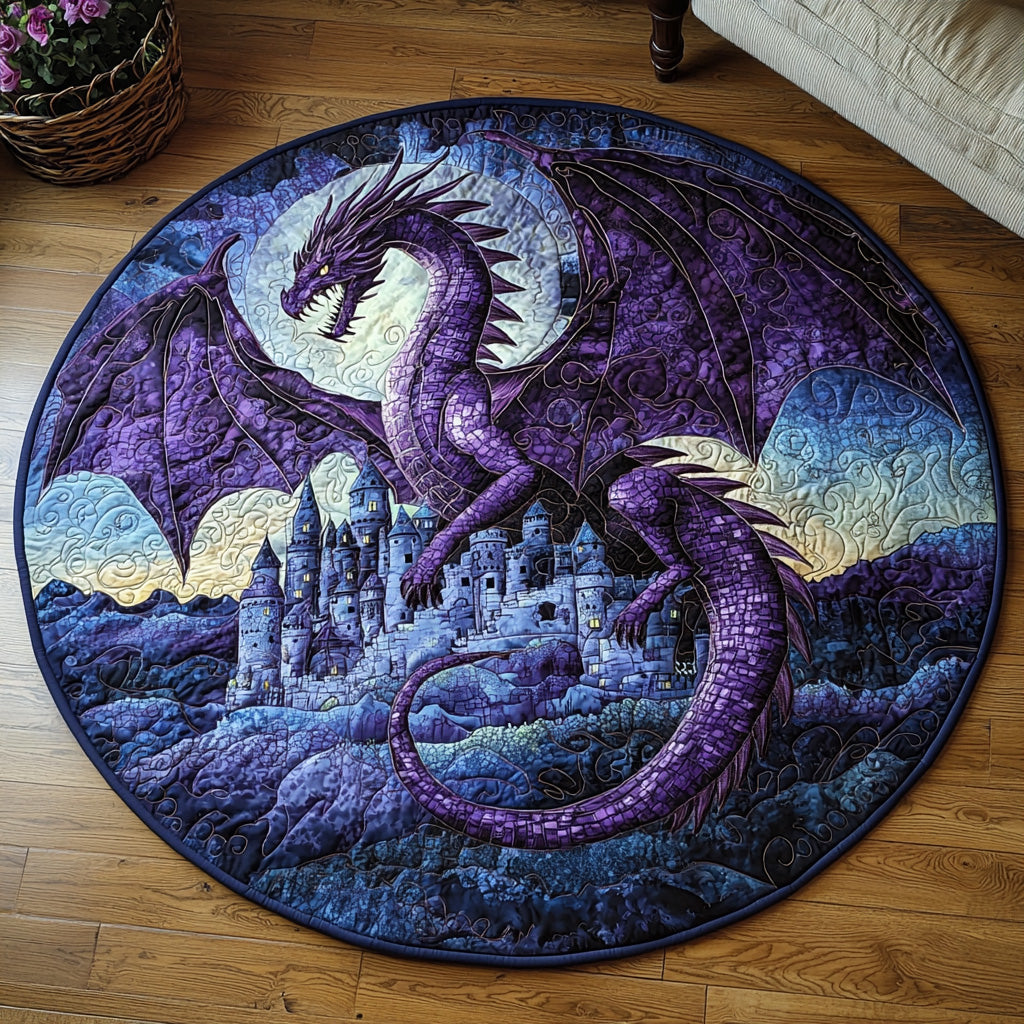 Dragon Song Quilted Round Mat Best Round Rugs Dragon Themed Birthday Gifts