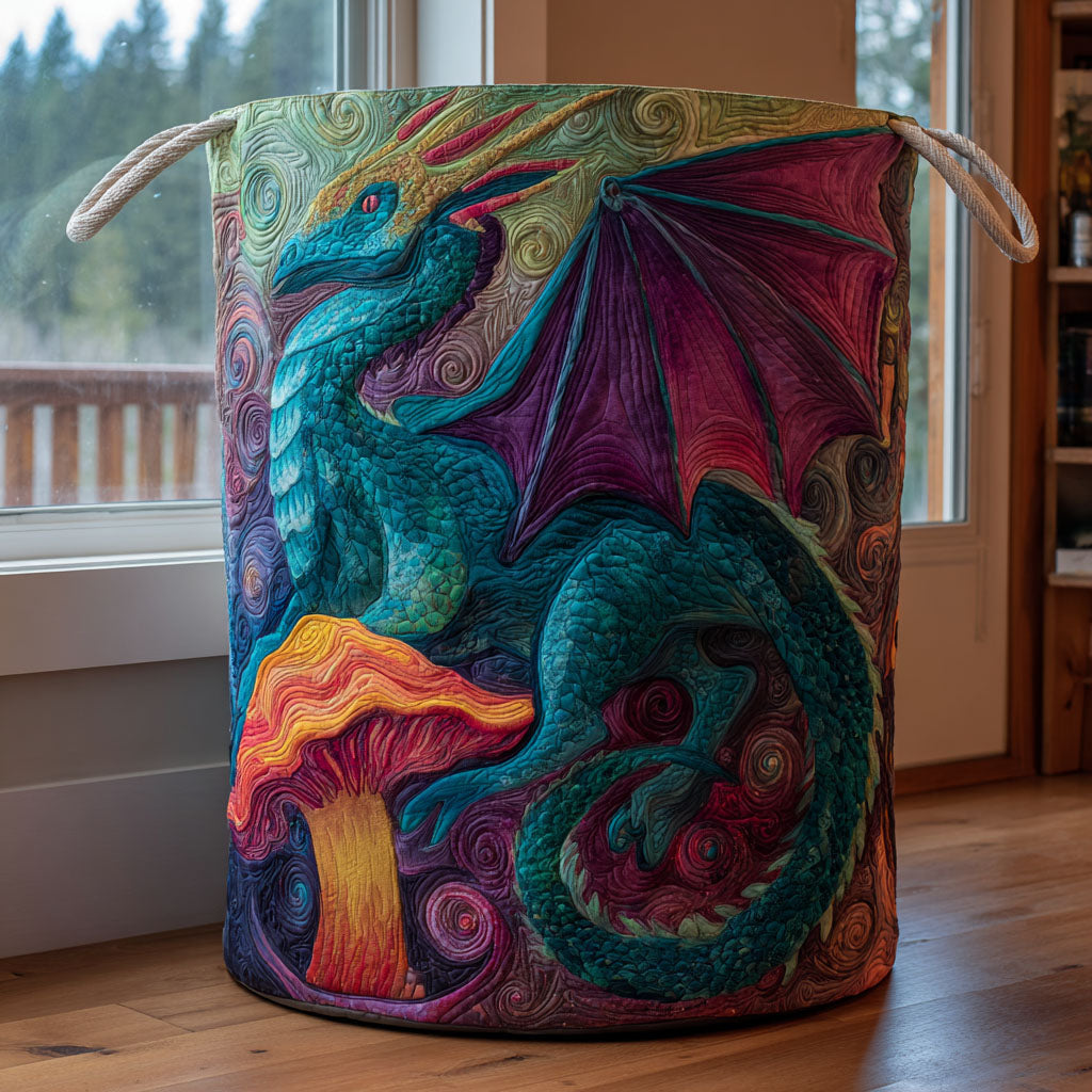 Dragon Tales Quilted Laundry Basket Modern Laundry Hamper Dragon Themed Gift Items